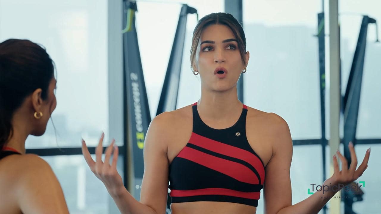 Kriti Sanon workout, athleisure trends, striped gym top, workout gear, celebrity fitness secrets, Sophie Choudry, gym outfit ideas Kriti Sanon-sports-bra.jpg
